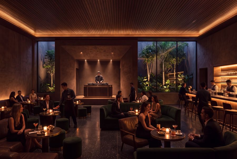 Cocktail lounge L1 stage DJ, artist's impression