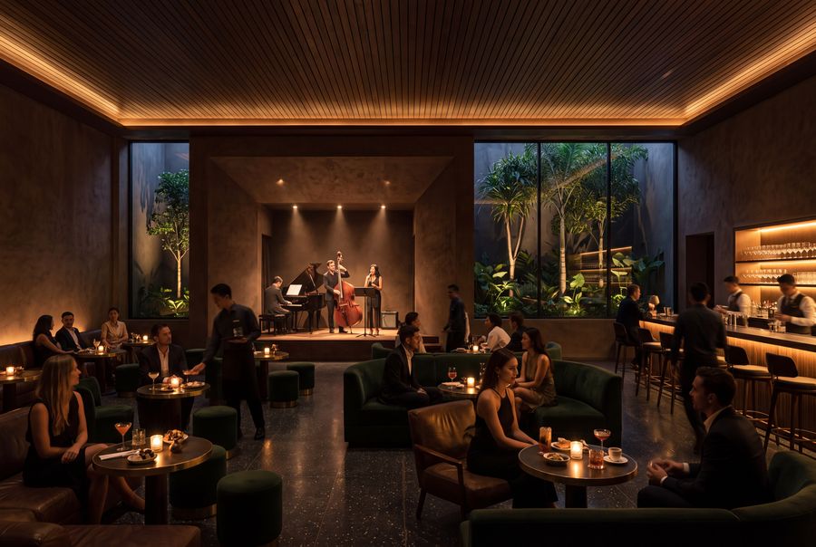 Lounge L1 stage and seating, artist's impression