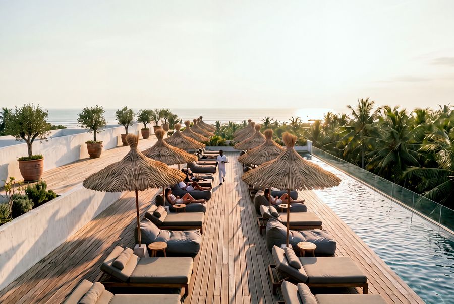 Hotel rooftop pool, artist's impression